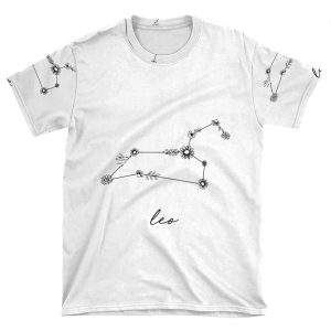 Leo Zodiac Wildflower Constellation AOP T-shirt Tee