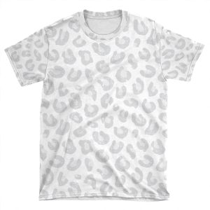 Leopard Print - Silver Gray And White AOP T-shirt Tee