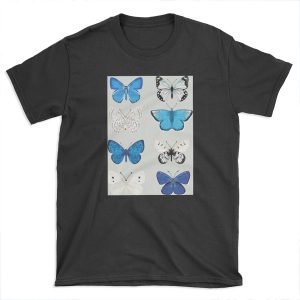 Lepitoptery No. 2 - Blue and White Butterflies and Moths T-shirt Tee