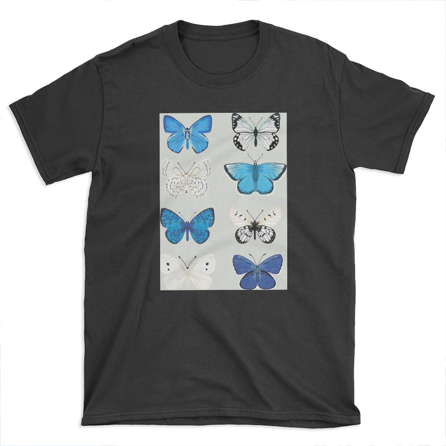 Lepitoptery No. 2 - Blue and White Butterflies and Moths T-shirt Tee