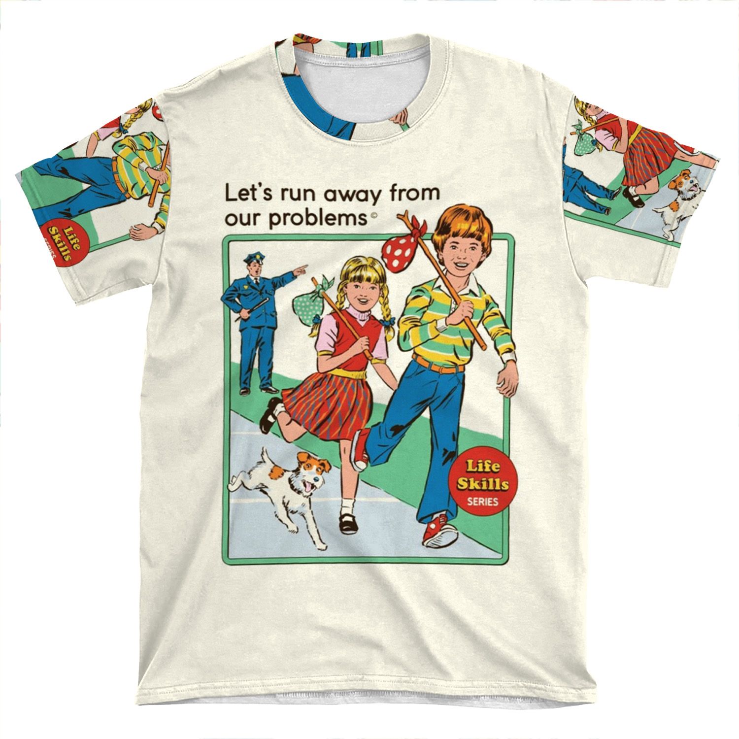 Let's Run Away AOP T-shirt Tee
