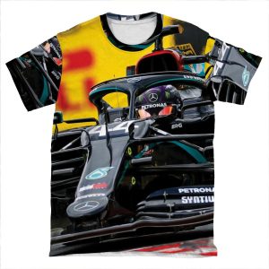 Lewis Hamilton Racing On Intermediates During The 2020 Hungarian Grand Prix AOP T-shirt Tee