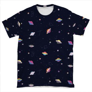 Lgbtq Pride Planets & Stars In Space Pattern AOP T-shirt Tee