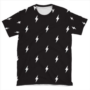 Lightning Bolt Pattern Black And White AOP T-shirt Tee