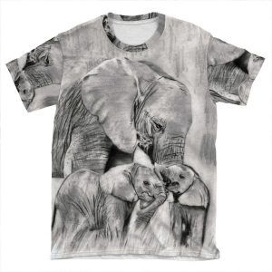 Lil Elephants...Pencil AOP T-shirt Tee