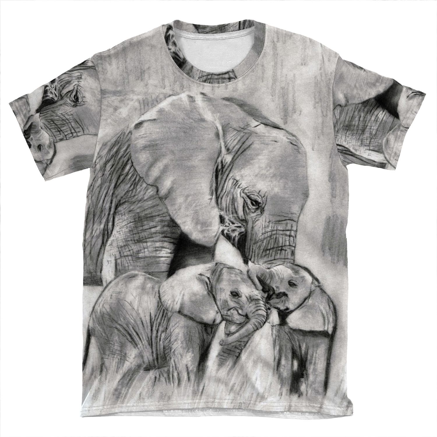 Lil Elephants...Pencil AOP T-shirt Tee