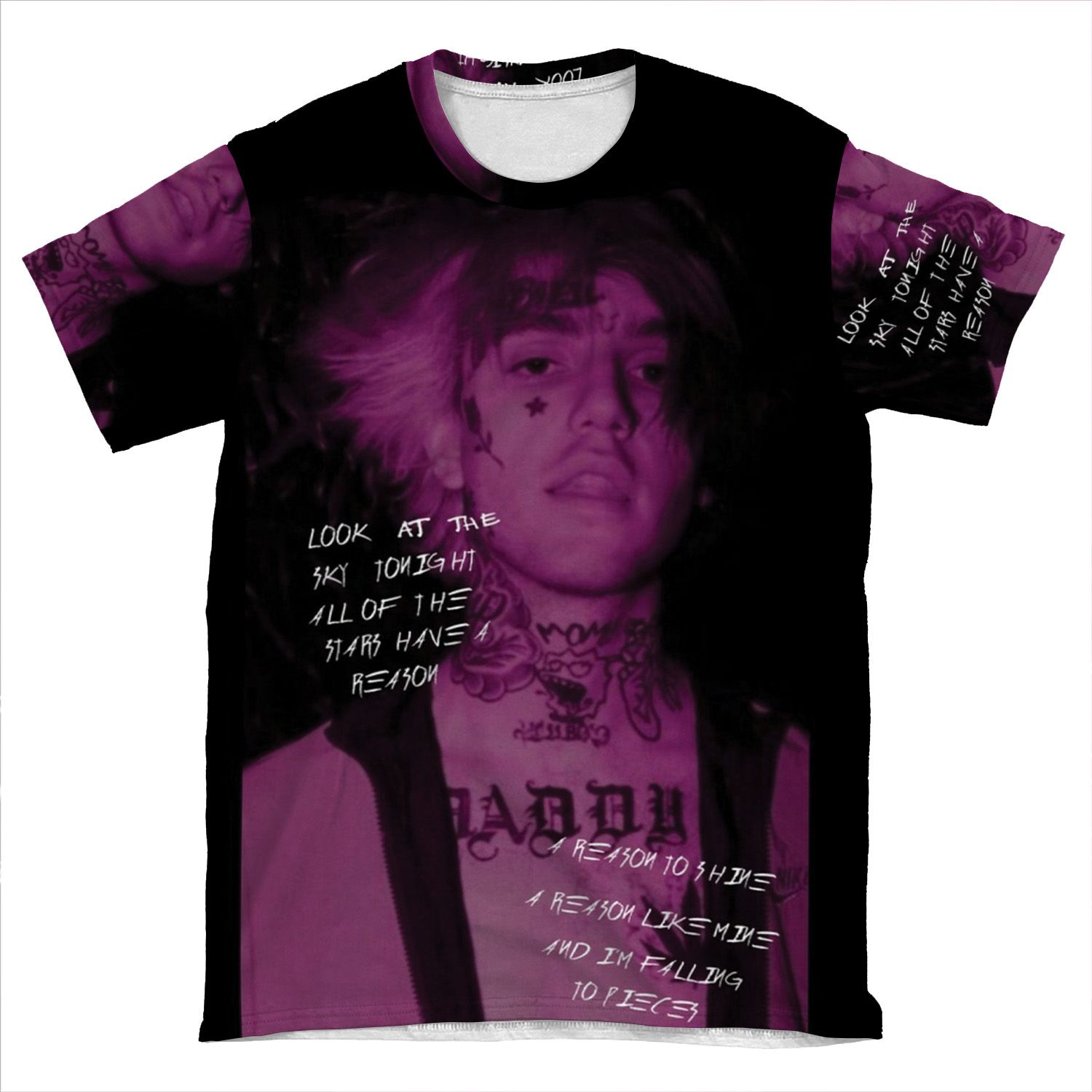 Lil Peep Star Shopping Lyrics Signed Photo AOP T-shirt Tee