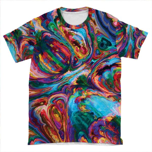 Liquid Abstract Flowing Swimming Intense Colors AOP T-shirt Tee