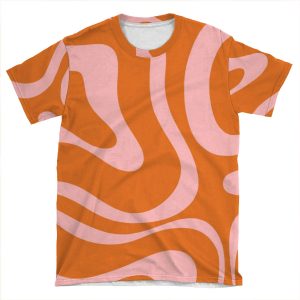 Liquid Candy Retro Abstract Pattern In Pink And Orange AOP T-shirt Tee