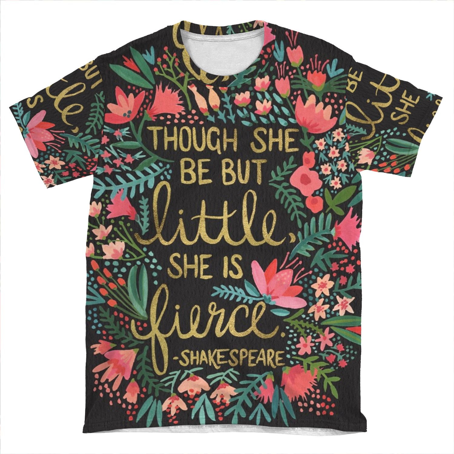 Little & Fierce On Charcoal AOP T-shirt Tee