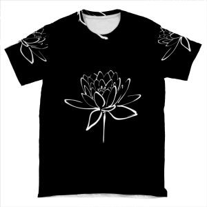 Lotus Flower Calligraphy (White) AOP T-shirt Tee