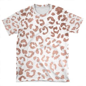 Luxurious Hand Drawn Rose Gold Leopard Print AOP T-shirt Tee
