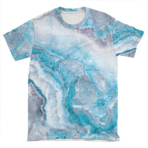 Luxury Mermaid Blue Agate Marble Geode Gem AOP T-shirt Tee