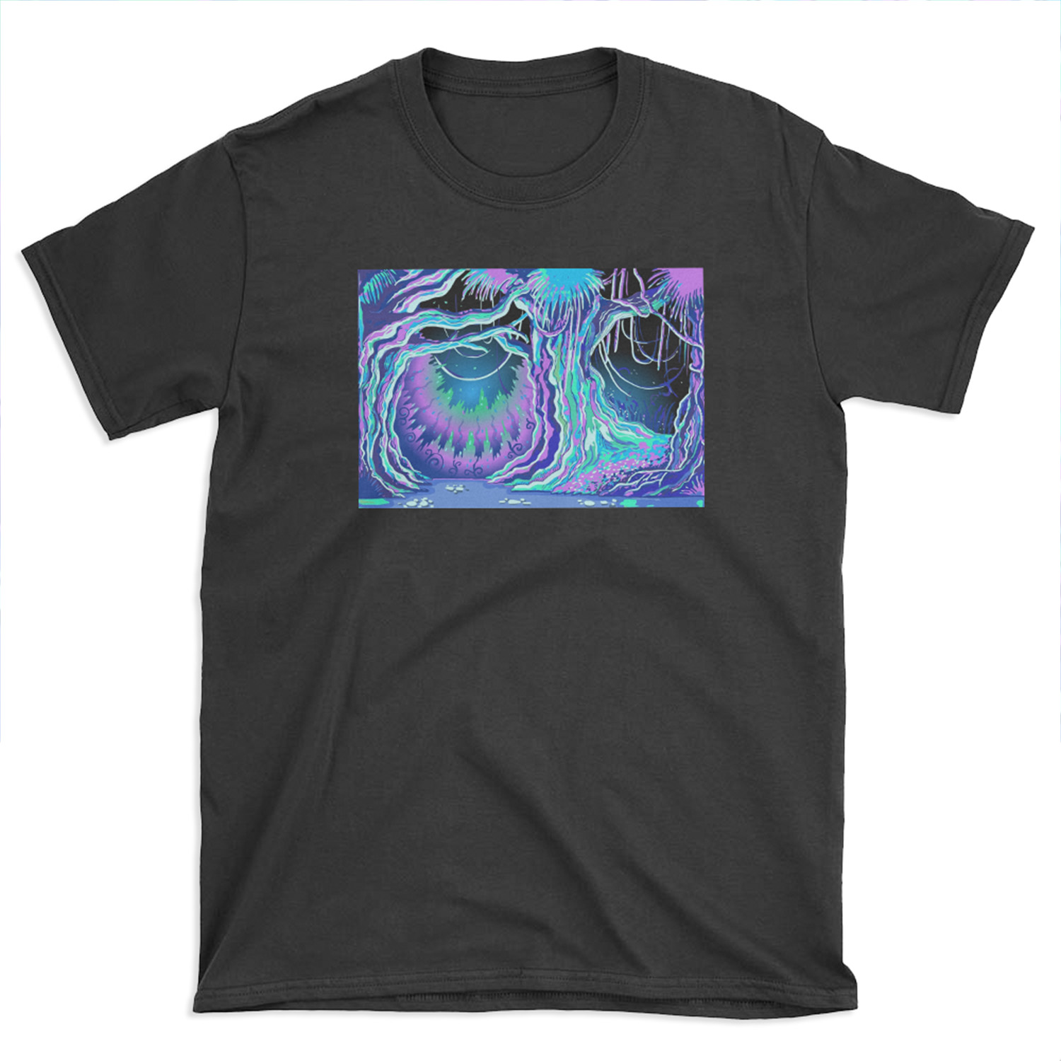 Magic Tale Blacklight Forest Background T-shirt Tee