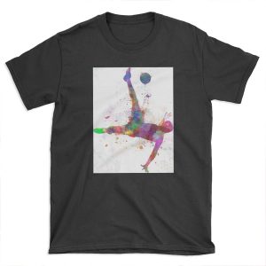 man soccer football player flying kicking T-shirt Tee