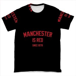 Manchester Is Red English Soccer British Football Jersey AOP T-shirt Tee