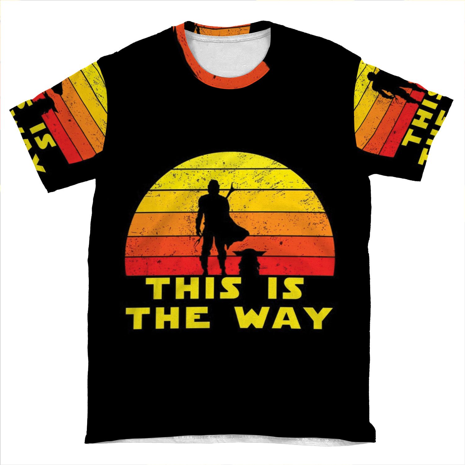 Mando Retro This Is The Way And The Baby Vintage AOP T-shirt Tee