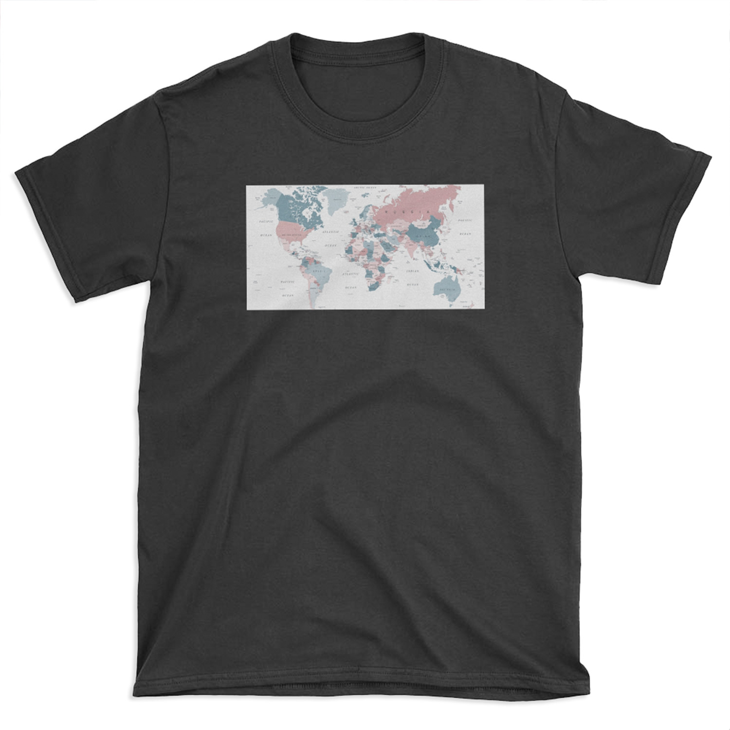 Map of the World in Pink and Blue T-shirt Tee