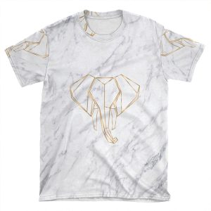 Marble Gold Origami Elephant AOP T-shirt Tee