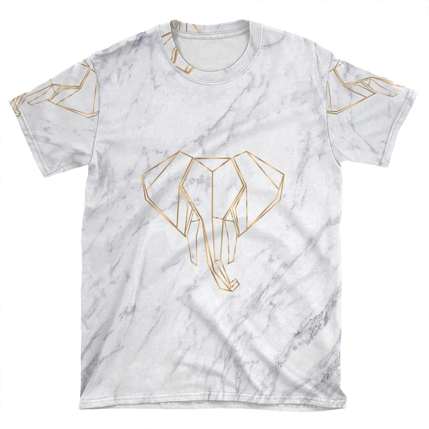 Marble Gold Origami Elephant AOP T-shirt Tee