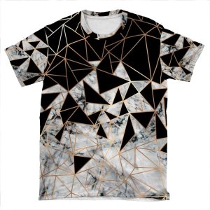 Marble Polygon Pattern AOP T-shirt Tee