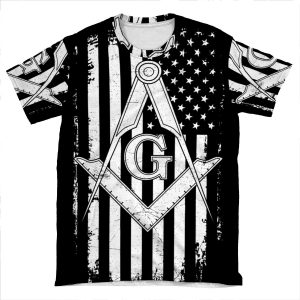 Masonic American Flag Square And Compass - Freemason AOP T-shirt Tee