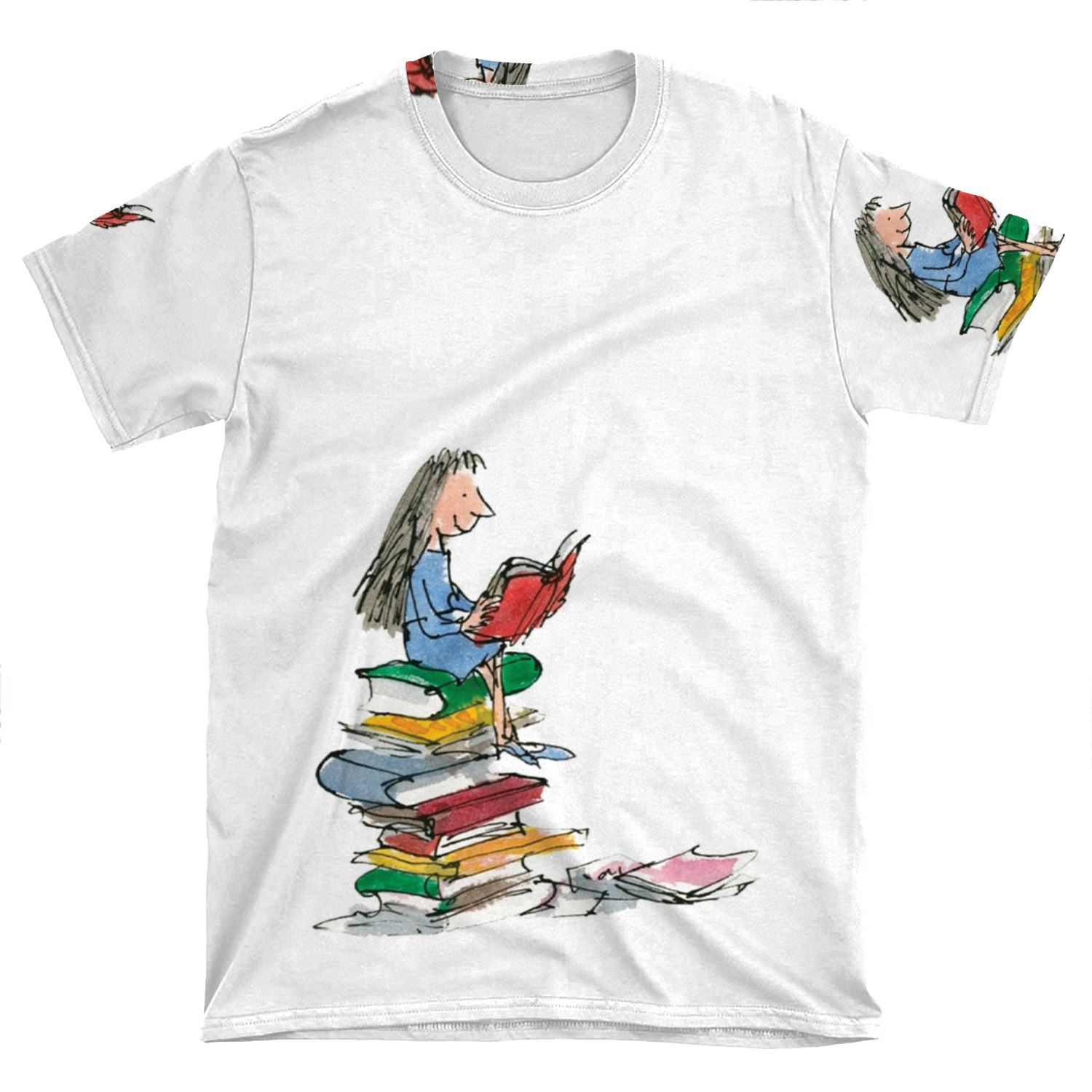 Matilda Roald Dahl Watercolour Illustration AOP T-shirt Tee