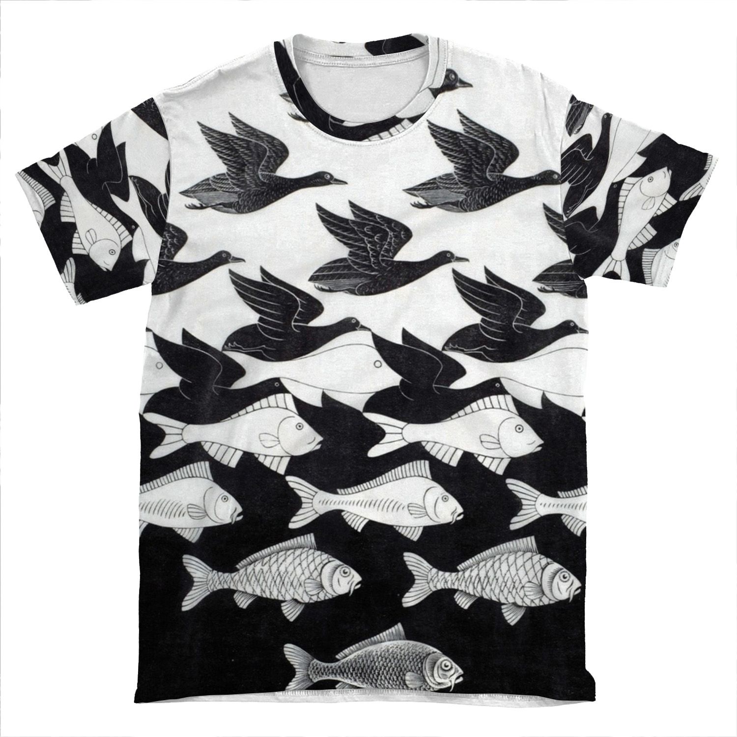 Mc Escher Sky And Water I 1938 Artwork For Posters Prints Tshirts Men Women Kids AOP T-shirt Tee