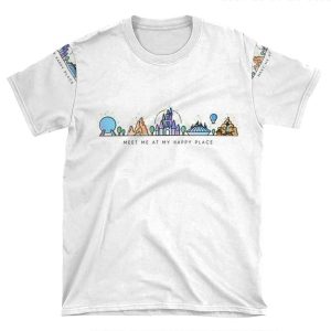 Meet Me At My Happy Place Vector Orlando Theme Park Illustration Design AOP T-shirt Tee