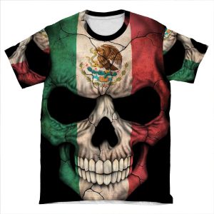Mexican Flag Skull AOP T-shirt Tee