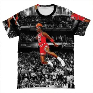 Michael Jordan Dunk Poster Wall Art Canvas | Infamous Free Throw Line Dunk AOP T-shirt Tee