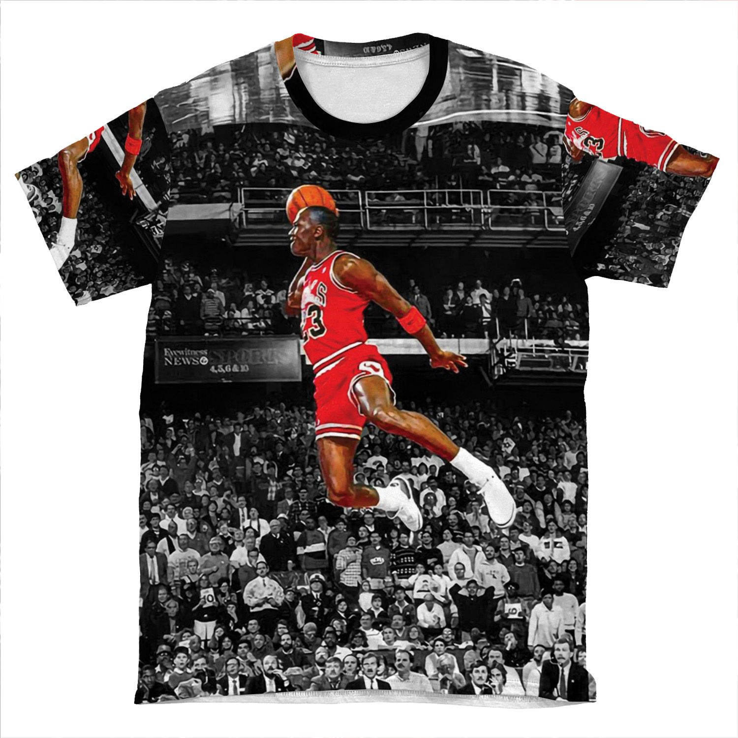 Michael Jordan Dunk Poster Wall Art Canvas Infamous Free Throw Line Dunk AOP T shirt Tee Chief T shirt