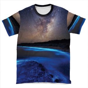 Milky Way Over Sea Sparkle Bay AOP T-shirt Tee