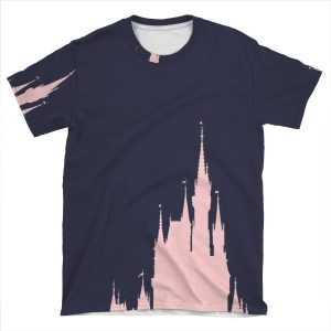 Millenial Pink Magic Castle Silhouette Dark Blue AOP T-shirt Tee