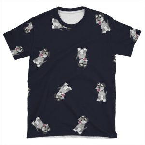Mini Schnauzer Dog Pattern AOP T-shirt Tee