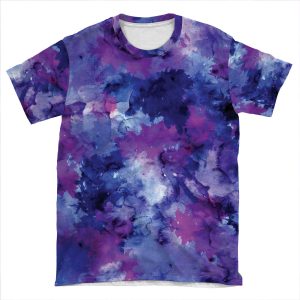 Modern Blue Purple Watercolor Brushstrokes AOP T-shirt Tee
