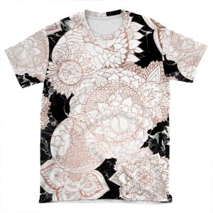 Modern Rose Gold Floral Mandala Chic Marble AOP T-shirt Tee
