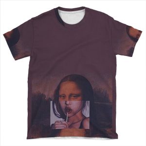 Mona Lisa Sucking Lollipop AOP T-shirt Tee