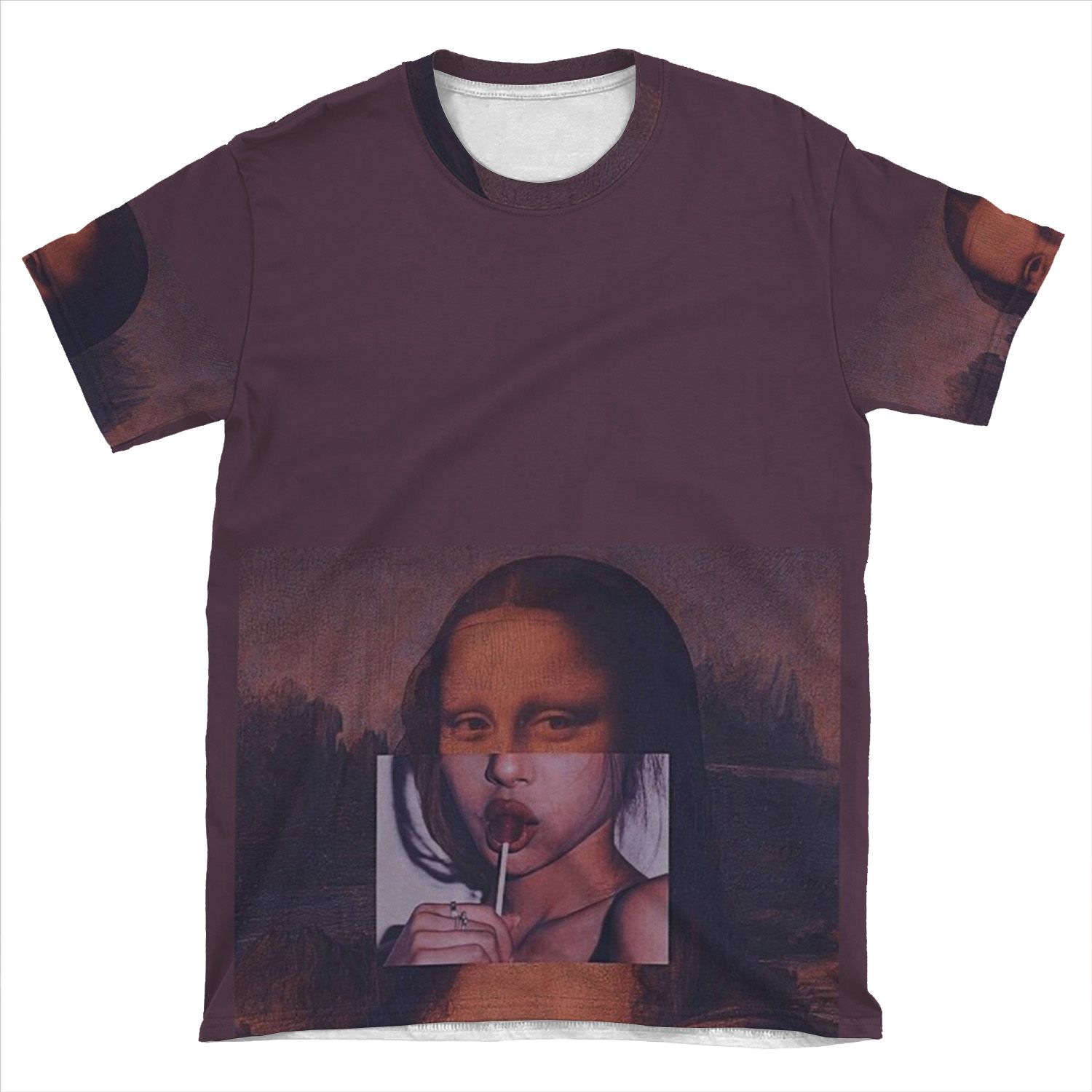 Mona Lisa Sucking Lollipop AOP T-shirt Tee