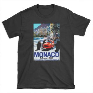 MONACO GRAND PRIX Vintage Auto Racing Print T-shirt Tee