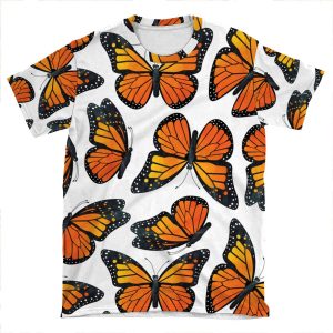 Monarch Butterfly Pattern AOP T-shirt Tee
