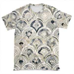 Monochrome Art Deco Marble Tiles AOP T-shirt Tee