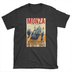 MONZA GRAND PRIX; Vintage Auto Racing Print T-shirt Tee