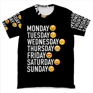 Moods Of The Week Expressed Through Emojis AOP T-shirt Tee