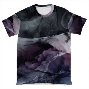 Moody Dark Chaos Inks Abstract AOP T-shirt Tee