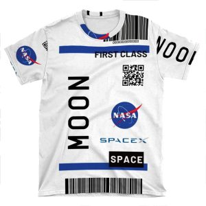 Moon Ticket Nasa Spacex AOP T-shirt Tee