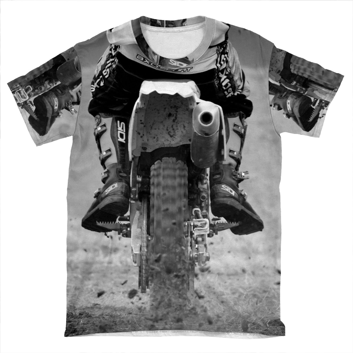 Moto X Motorcycle Kicking Up The Dirt AOP T-shirt Tee