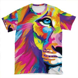 Multicolored Lion AOP T-shirt Tee