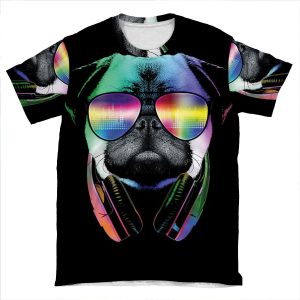 Music Love Pug AOP T-shirt Tee