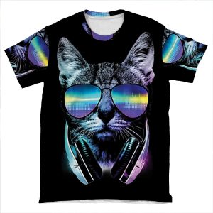 Music Lover Cat AOP T-shirt Tee